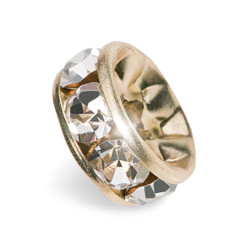 RONDELLA STRASS PRECIOSA TONDA MM8 CRYSTAL-ORO-CONFEZIONE 20