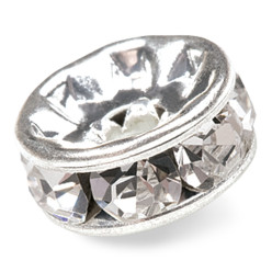 RONDELLA STRASS PRECIOSA TONDA MM10 CRYSTAL-ARGENTO-CONFEZIONE