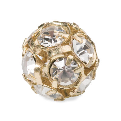PALLINA STRASS PRECIOSA MM10 CRYSTAL-ORO-CONFEZIONE 5 PEZZI