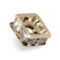 RONDELLA STRASS PRECIOSA QUADRATA MM6x6 CRYSTAL-ORO-CONFEZIONE