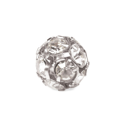 PALLINA STRASS PRECIOSA MM8 CRYSTAL - ARGENTO- CONFEZIONE 5